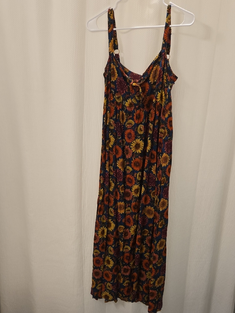 NWT Natural Life Sunflower Maxi Dress - Navy with Yellow & Rust Floral Print
